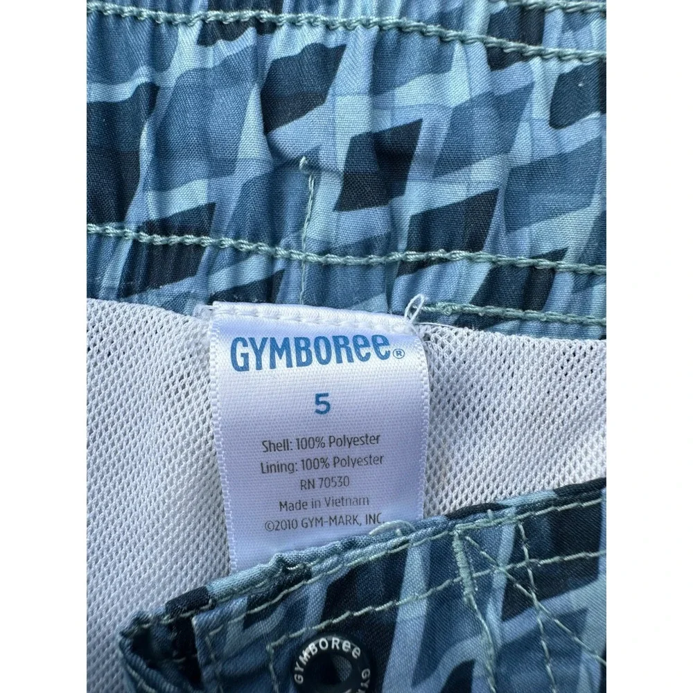 Gymboree Boys‎ Blue Geometric Diamond Board Shorts Swim Trunks Size 5 Pocket
